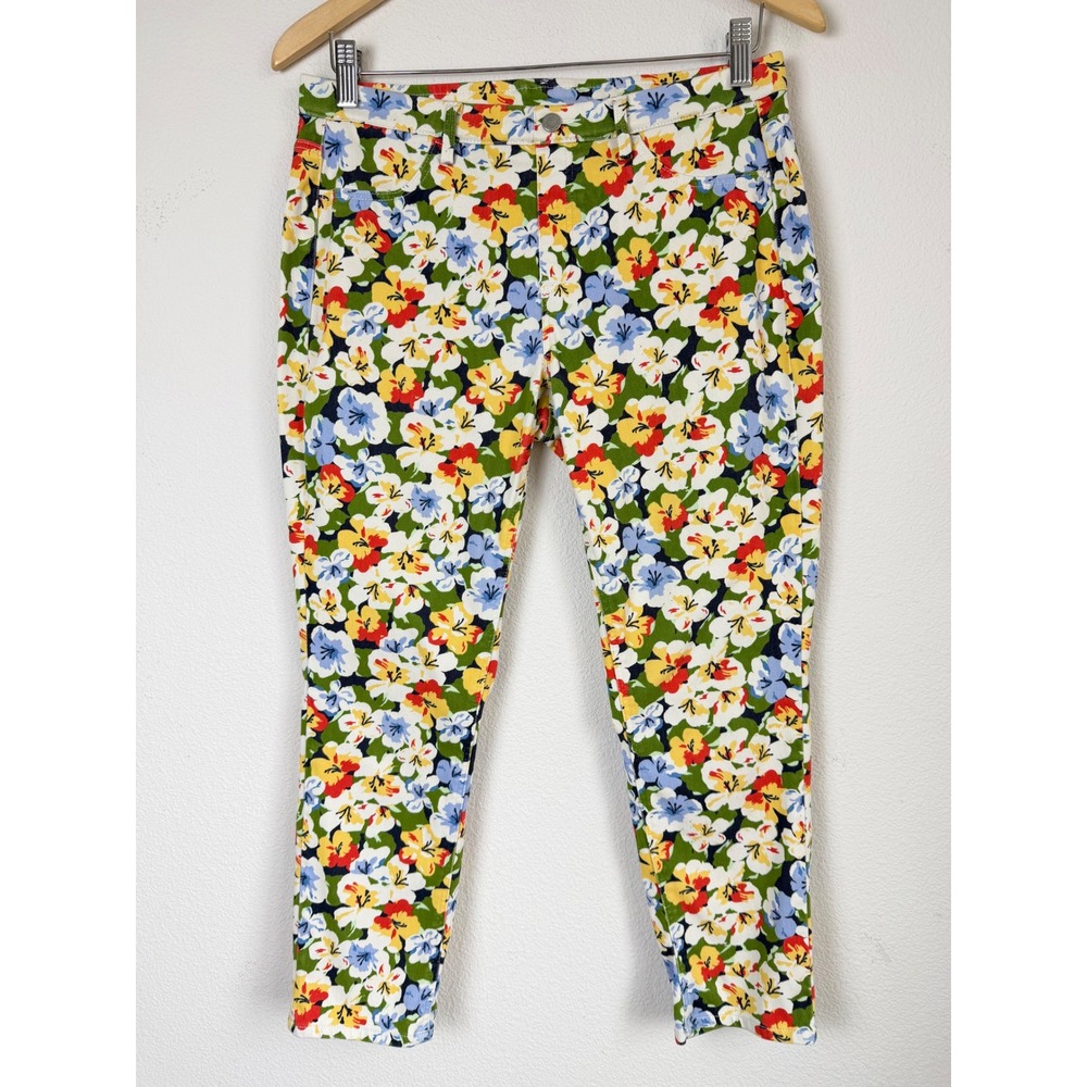 Uniqlo Women Cotton Blend Floral Leggings Pants L Slim Tapered Crop Fairy Grunge